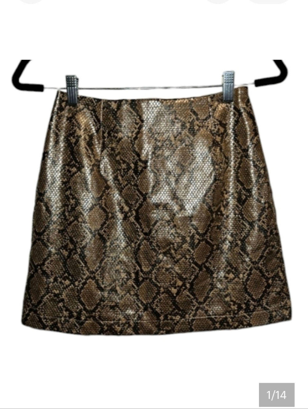FATE Mini Skirt Metallic Snakeskin Python Print Women's Size Small Vegan Snake
